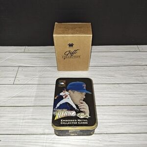 1995 Nolan Ryan Classic Embossed Metal Collector Cards Tin Set of 5 Cards AVON